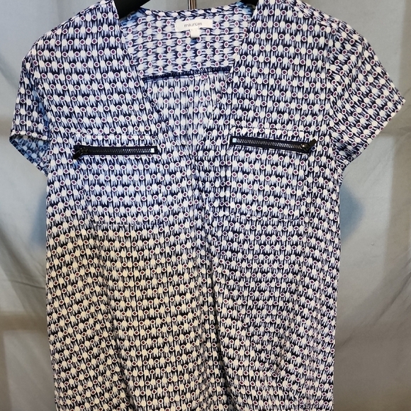 Maurices Tops - Maurices Navy and White Patterned Blouse